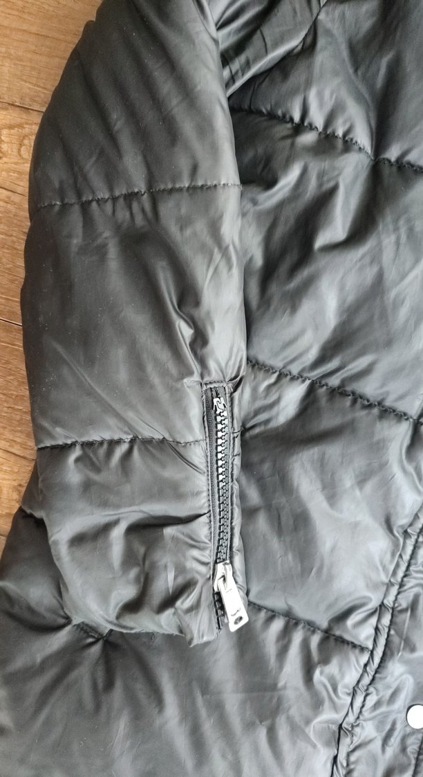 Fermuar ve çıt çıt düğmeli siyah Kadın Kışlık Mont Outlet ürünü - Görsel 4