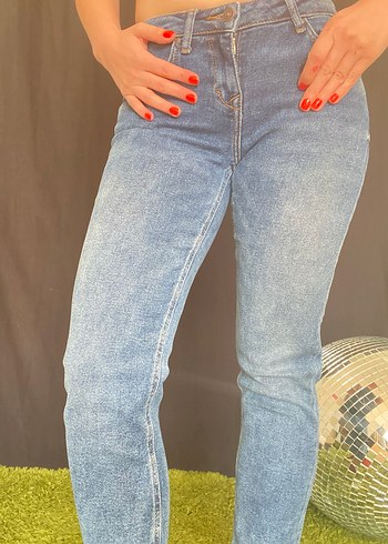 Gri Mavi Bağlamalı Desenli Kadın Jean - Görsel 2