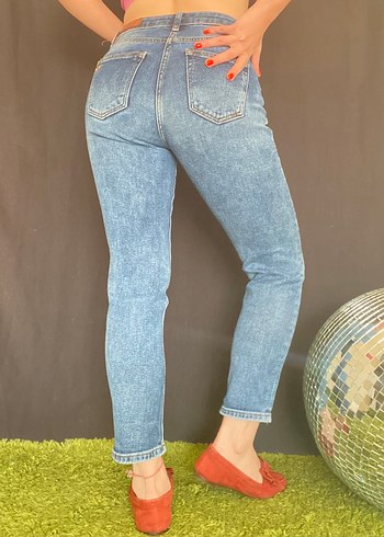 Gri Mavi Bağlamalı Desenli Kadın Jean - Görsel 3