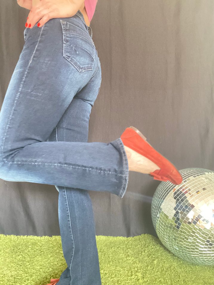 Lacivert Bol Paça Kot Pantolon - Görsel 3