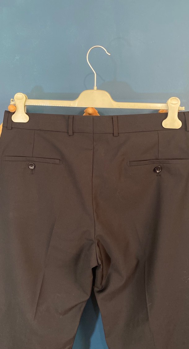 Erkek Kemerli Siyah Regular Fit Kumaş Pantolon - Görsel 3