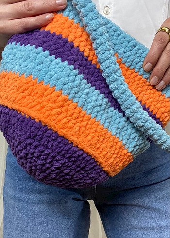 Renkli Örgü Kadın Çanta - Görsel 7