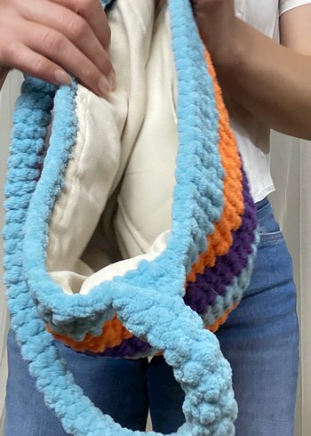 Renkli Örgü Kadın Çanta - Görsel 6