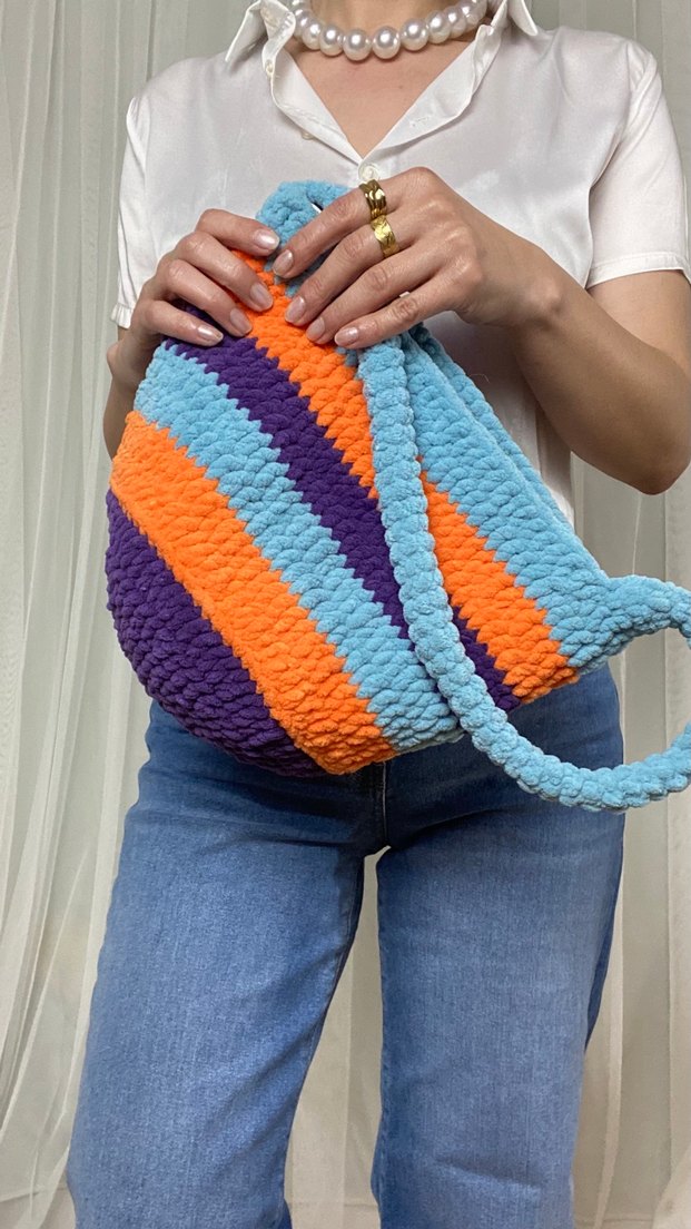 Renkli Örgü Kadın Çanta - Görsel 2