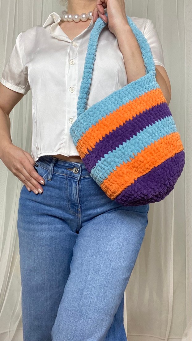 Renkli Örgü Kadın Çanta - Görsel 3