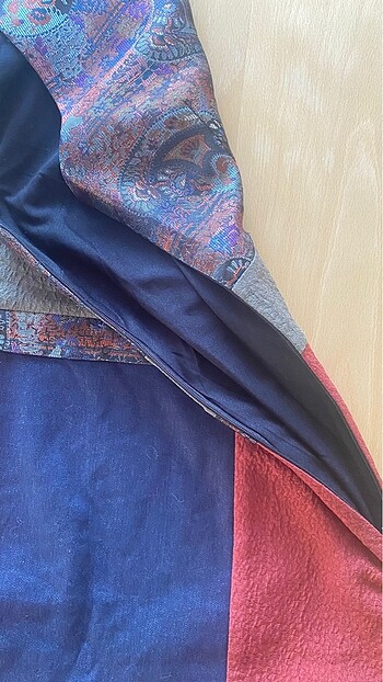 Parantez Retro Desenli Patchwork Elbise