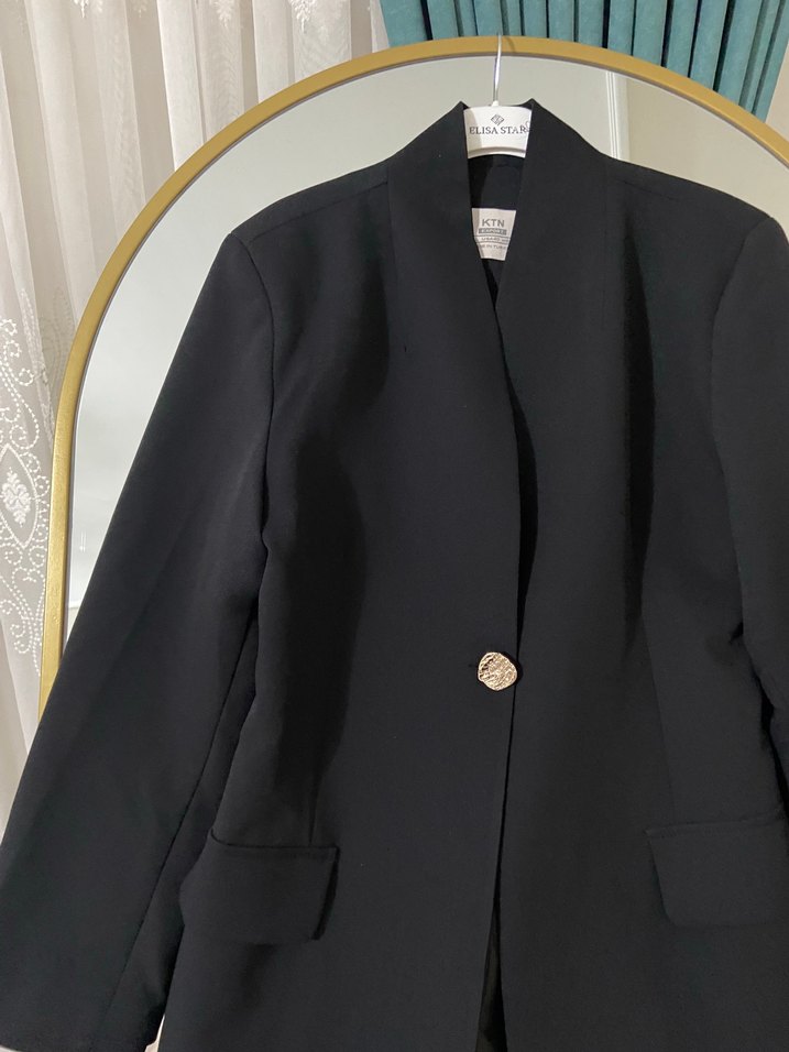 Siyah Oversize Tek Düğmeli Blazer Ceket — görsel 4/7