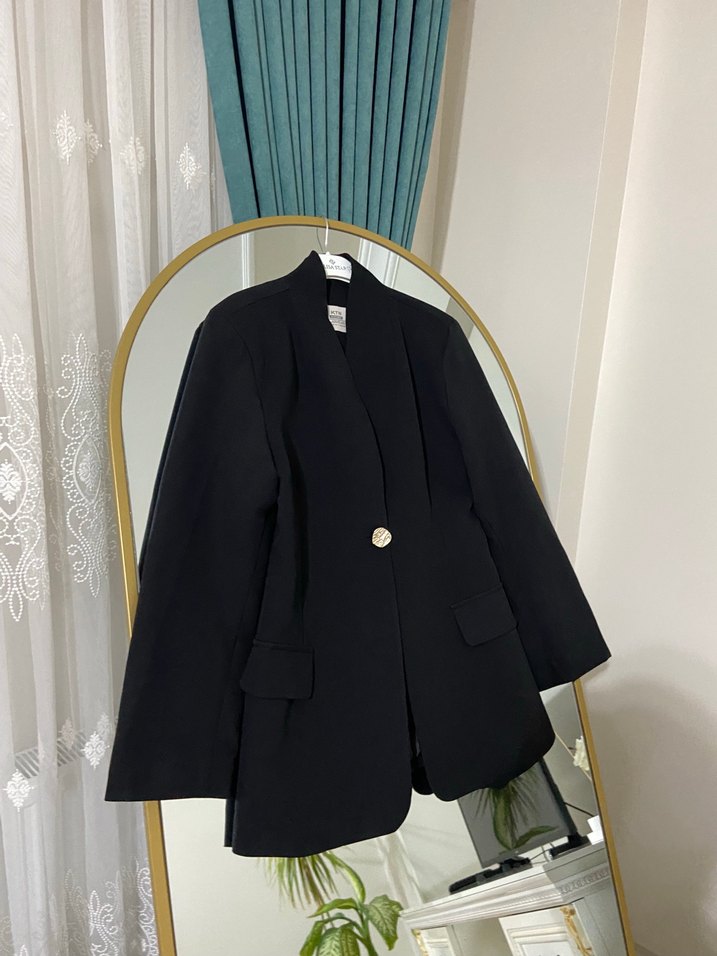 Siyah Oversize Tek Düğmeli Blazer Ceket — görsel 5/7