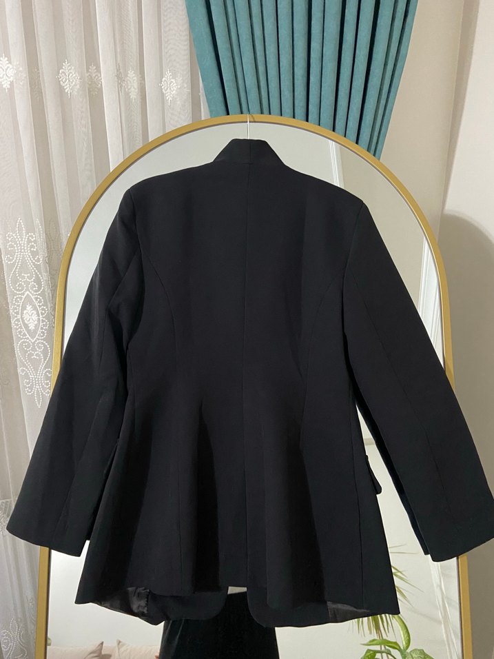 Siyah Oversize Tek Düğmeli Blazer Ceket — görsel 6/7