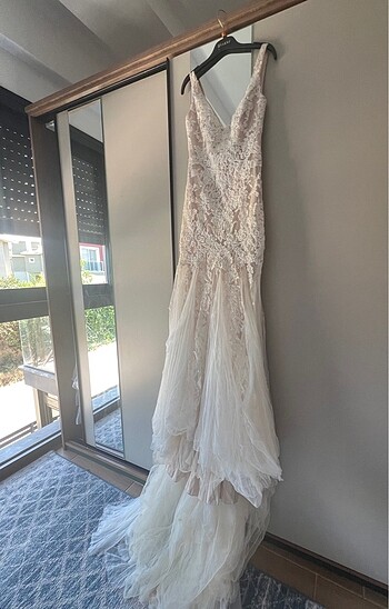 Oleg Cassini Gelinlik Dar kesim dantel - Görsel 5