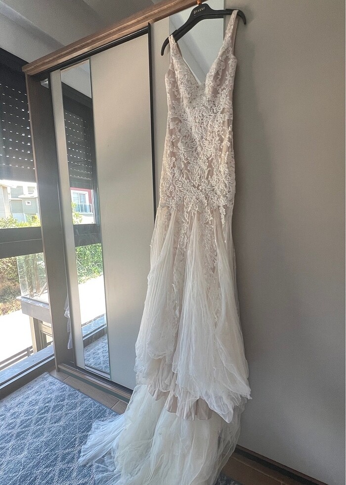 Oleg Cassini Gelinlik Dar kesim dantel - Görsel 5