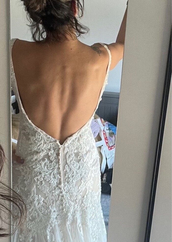 Oleg Cassini Gelinlik Dar kesim dantel - Görsel 2