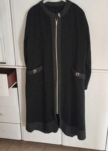 Siyah Fermuarlı Uzun Kadın ceket - Görsel 5