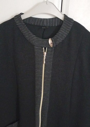 Siyah Fermuarlı Uzun Kadın ceket - Görsel 2