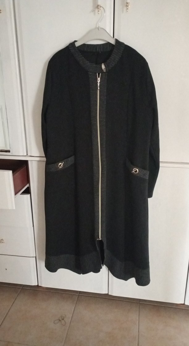 Siyah Fermuarlı Uzun Kadın ceket - Görsel 5