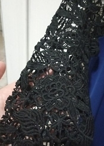 Dantel detaylı mavi elbise - Görsel 3