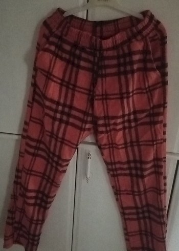 Kadın Pembe Ekoseli Rahat Kesim Kumaş Pantolon - Görsel 5