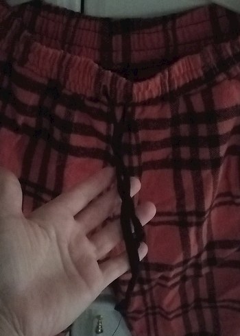 Kadın Pembe Ekoseli Rahat Kesim Kumaş Pantolon - Görsel 3