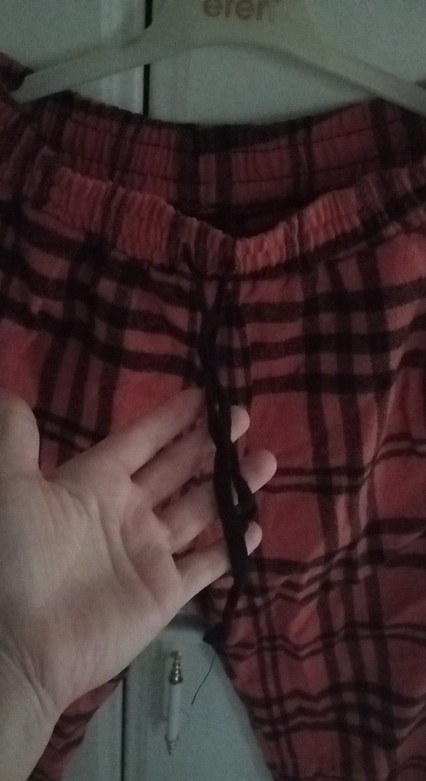 Kadın Pembe Ekoseli Rahat Kesim Kumaş Pantolon - Görsel 3