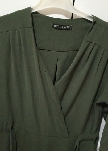 Kadın Yeşil Uzun Kollu Kemerli Tulum - Görsel 4