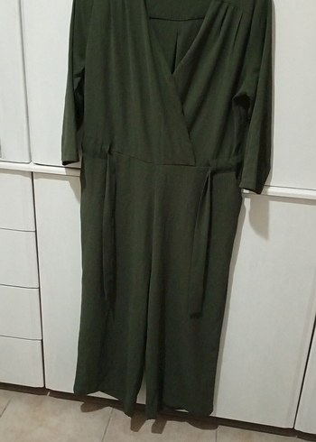 Kadın Yeşil Uzun Kollu Kemerli Tulum - Görsel 5