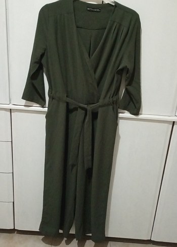 Kadın Yeşil Uzun Kollu Kemerli Tulum - Görsel 8