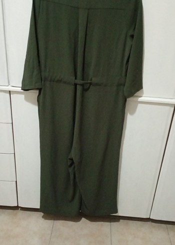 Kadın Yeşil Uzun Kollu Kemerli Tulum - Görsel 6