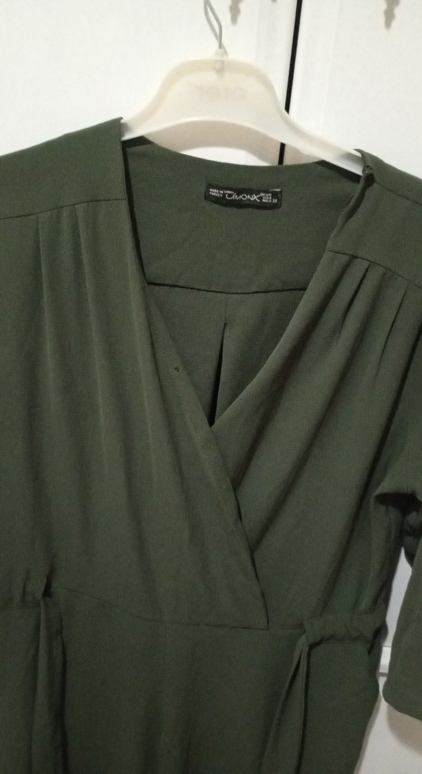 Kadın Yeşil Uzun Kollu Kemerli Tulum - Görsel 4