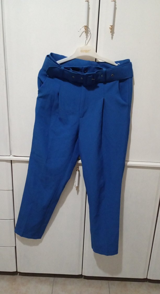 Kemerli mavi pantolon - Görsel 5