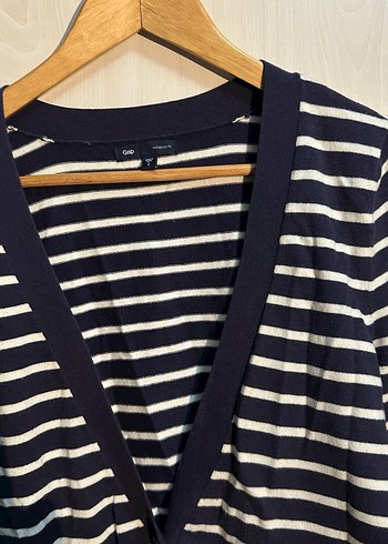 Çizgili V Yaka Kadın Hırka - Görsel 2