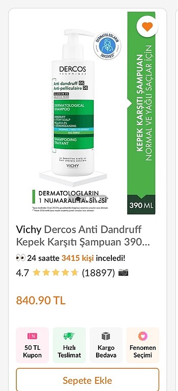 Diğer Dercos şampuan