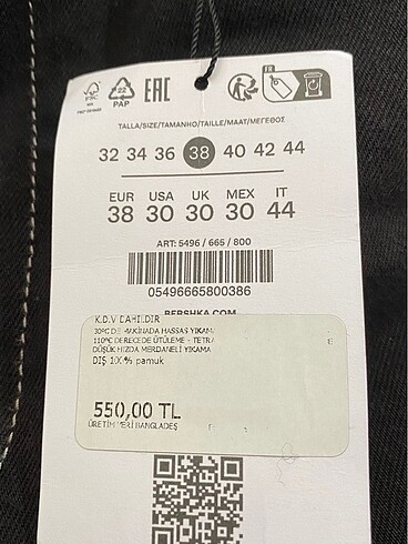 Bershka sıfır pantolon