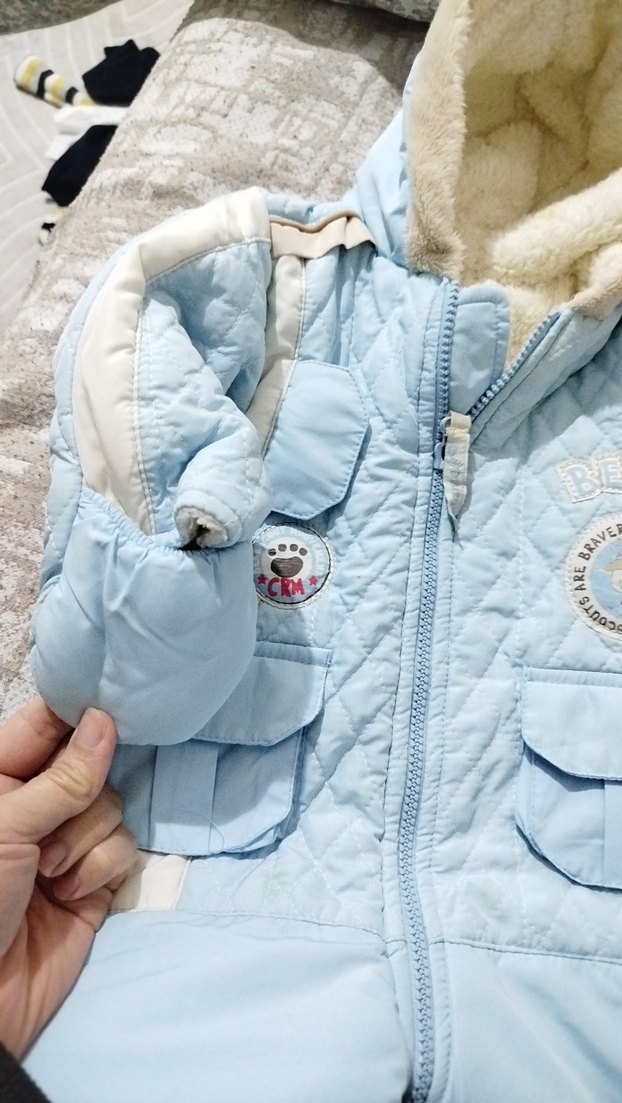 Mavi Erkek Bebek Fermuarlı Kış Tulumu - Görsel 4