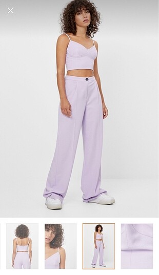 Bershka wide leg pantolon+bershka çizgili büstiyer
