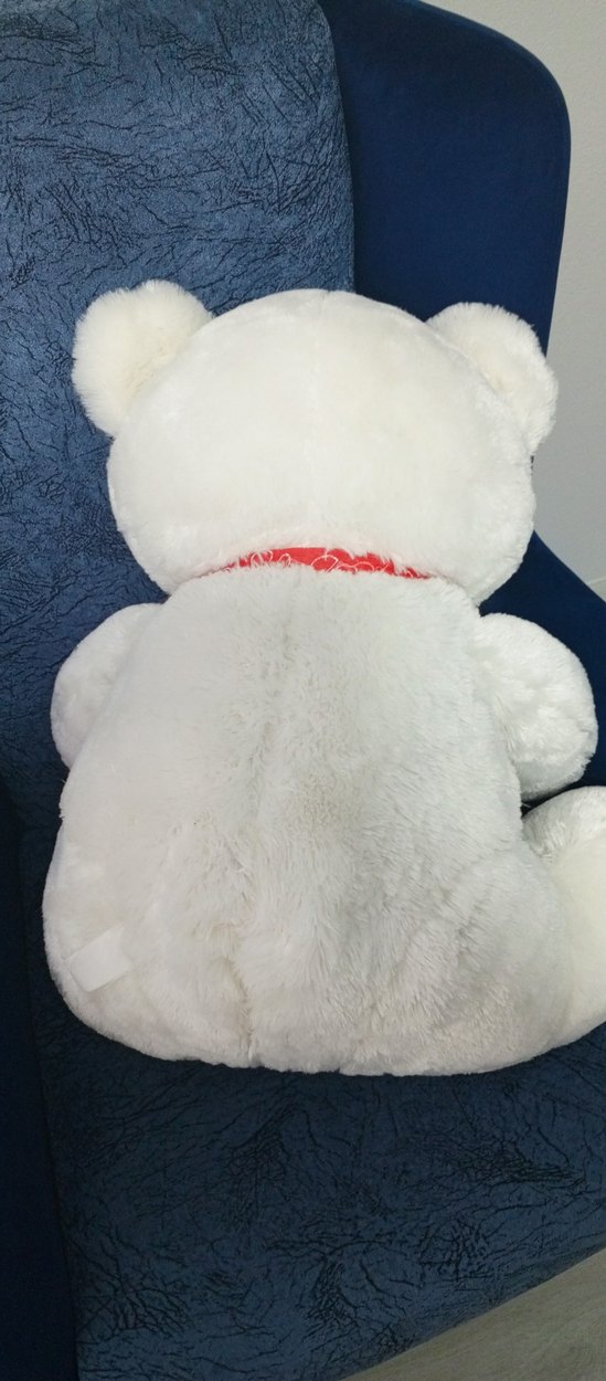 Kalpli Beyaz Peluş Ayı - Görsel 3