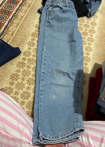 Defacto Mavi Kemerli Bol Kesim Midi Kadın Kot Pantolon