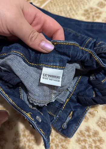 10 Yaş Beden mavi Renk Kadın Mavi Normcore Denim Pantolon