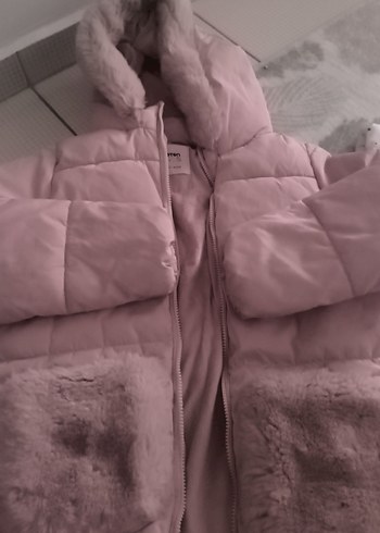 Pembe Kürklü Kapüşonlu kız çocuk mont