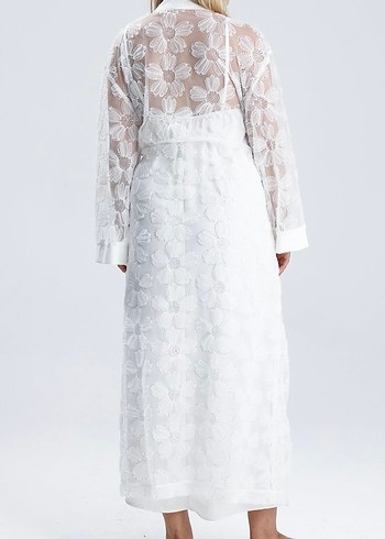 Beyaz Uzun Hamile Gecelik - Görsel 2