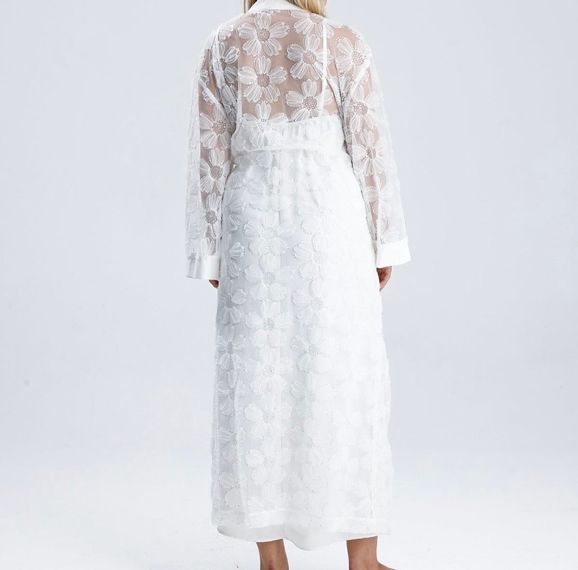 Beyaz Uzun Hamile Gecelik - Görsel 2