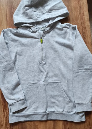 Erkek Çocuk Gri Fermuarlı Sweatshirt - Görsel 2