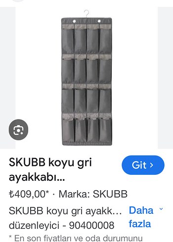 Ikea Siyah Çok Bölmeli Askılı Dolap Düzenleyici