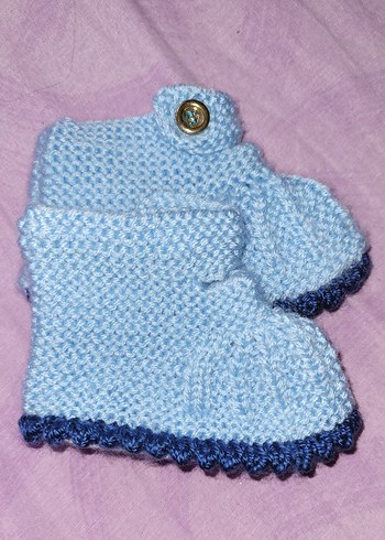 Mavi Örgü Bebek Botu #Patik - Görsel 5