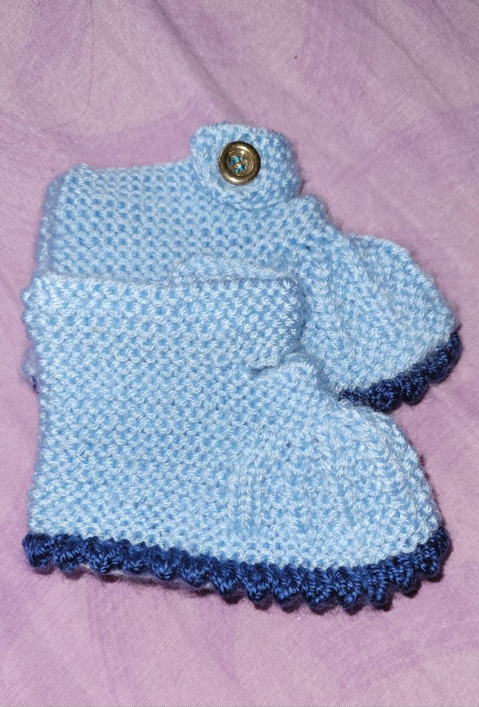 Mavi Örgü Bebek Botu #Patik - Görsel 5