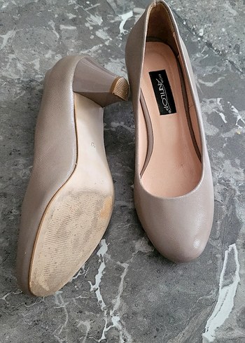 Bej Modern Klasik Kadın Topuklu Ayakkabı - Görsel 3