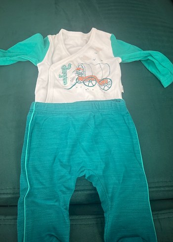 Turkuaz Erkek Bebek Örme Sweatshirt ve Pantolon Takımı