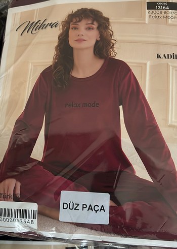 Bordo Kadife Kadın Pijama Takımı Uzun Kollu - Görsel 2