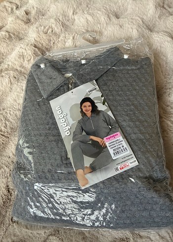 Gri Uzun Kollu Kadın Pijama Takımı - Görsel 2