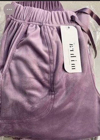 Mor kadife Kadın Rahat Kesim Eşofman Altı - Görsel 2