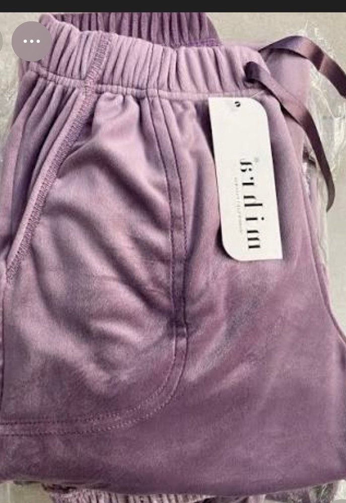 Mor kadife Kadın Rahat Kesim Eşofman Altı - Görsel 2